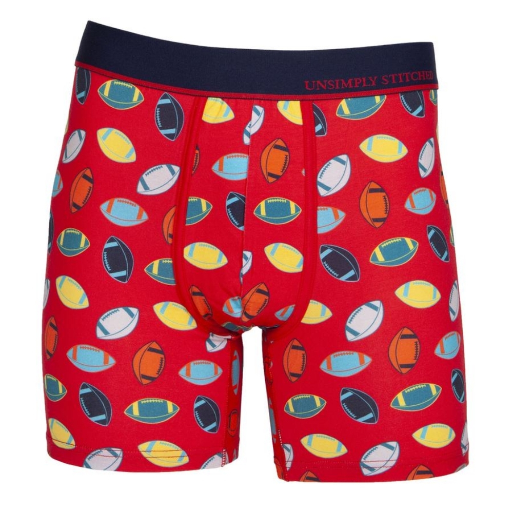 Boxer Briefs Footballs Red Mens Underwear New Novelty Print
